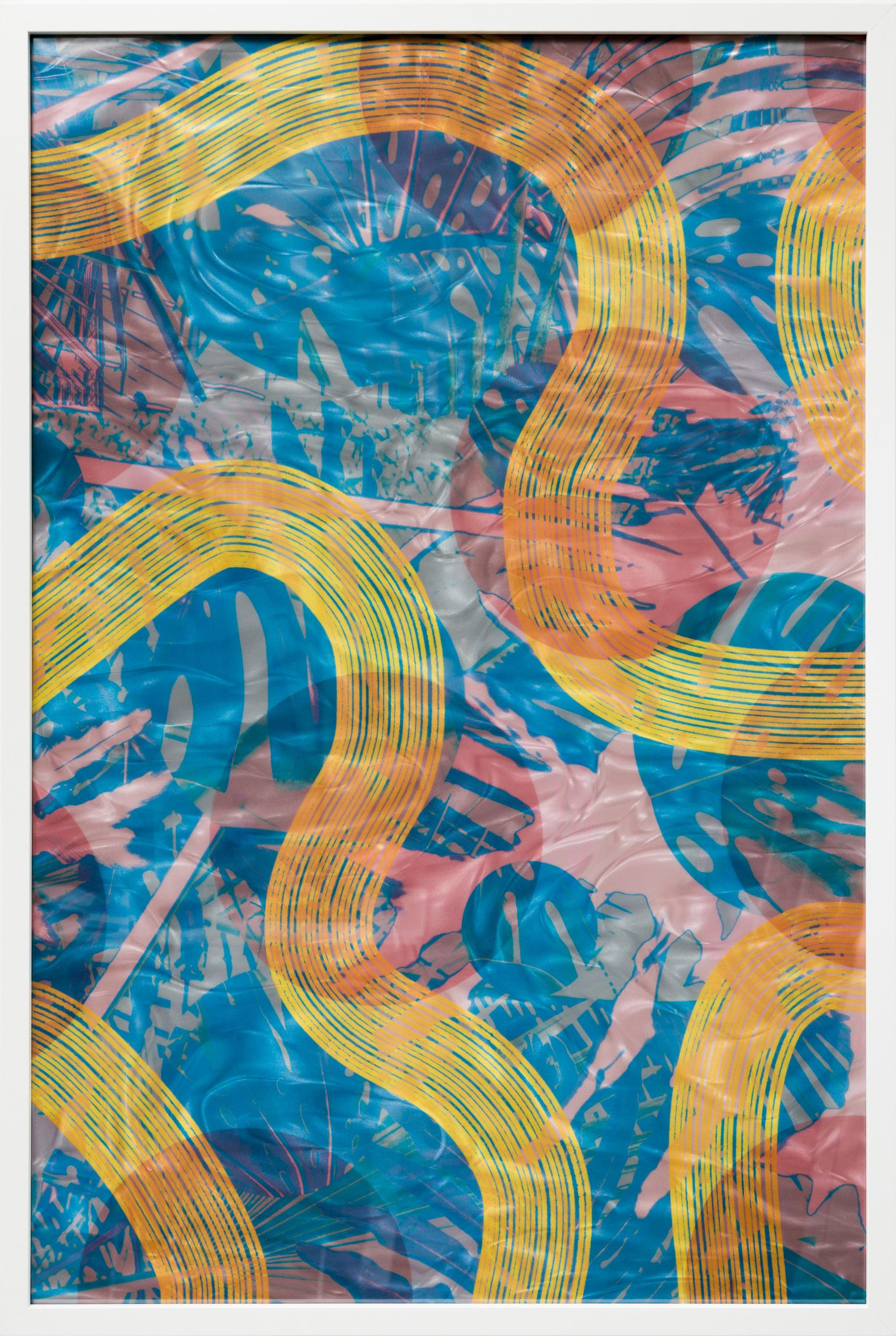 « Composition « Greenhouse » 36 x 24, série 22 », composition abstraite de feuilles colorées