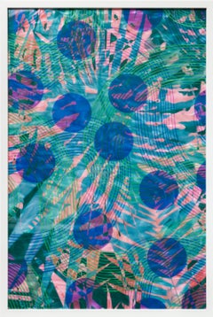 "Greenhouse Composition 36x24 Series 24", Layered Botanical Leaf Colorful Print