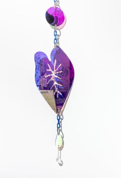 "Big Alocasia Suncatcher" Abstact Leaf Pendant with Dichroic UV Print