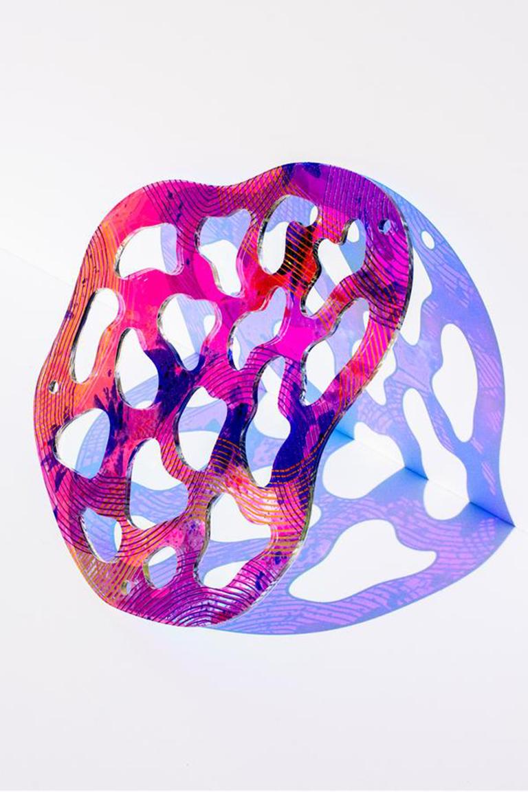 Blob Blob - contemporary abstract mirrored sculpture, printed acrylic shape - Sculpture by Roxana Azar