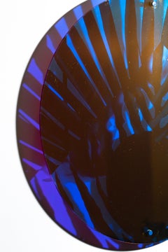 "Circle II", Holographic, Mirrored, Reflective, Wall-Hanging Colorful Sculpture
