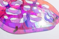 "Coral Blob" Organic Shape with Reflective UV Print, Wall-Mounted