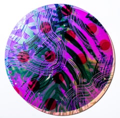 "Fern Circle" Stampa UV su acrilico, botanica, olografica, fauna, iridescente