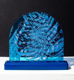 "Fern Spiral Series 3" Iridescent, Dichroic material, Botanical, sculpture