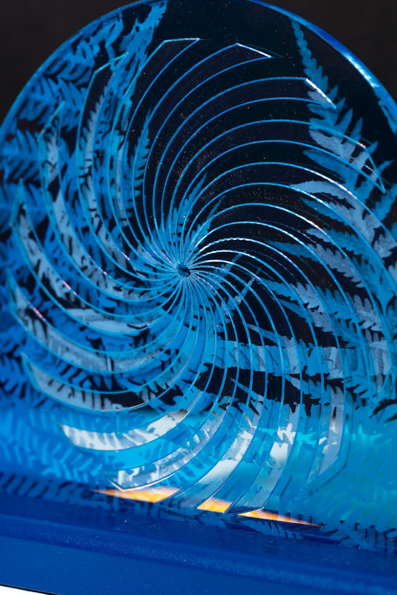 Fern Spiral Series 4 - Blue Abstract Sculpture by Roxana Azar