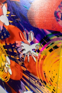 "Flowers Panel" Iridescent, abstract floral silhouettes, uv printed patterns