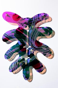 Leafy Leaf Mixed Media Sculpture: Digital Print on Lucite