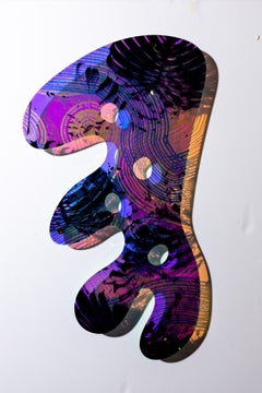 "Squiggly Leaf" Motivo botanico, stampa UV su acrilico, olografico, riflettente