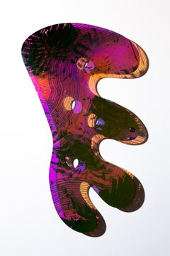 „Squiggly Leaf“ botanisches Motiv, UV-Druck auf Acryl, holografisches, reflektierendes Motiv