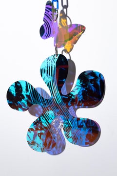"Suncatcher 1" Iridescent, UV print on acrylic, abstract botanical, hanging