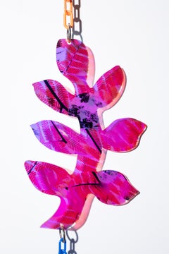 "Suncatcher 3" Iridescent, UV print on acrylic, abstract botanical, hanging