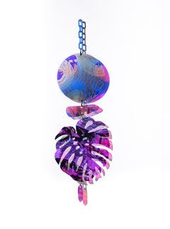"Suncatcher 4" Iridescent, UV print on acrylic, abstract botanical, hanging