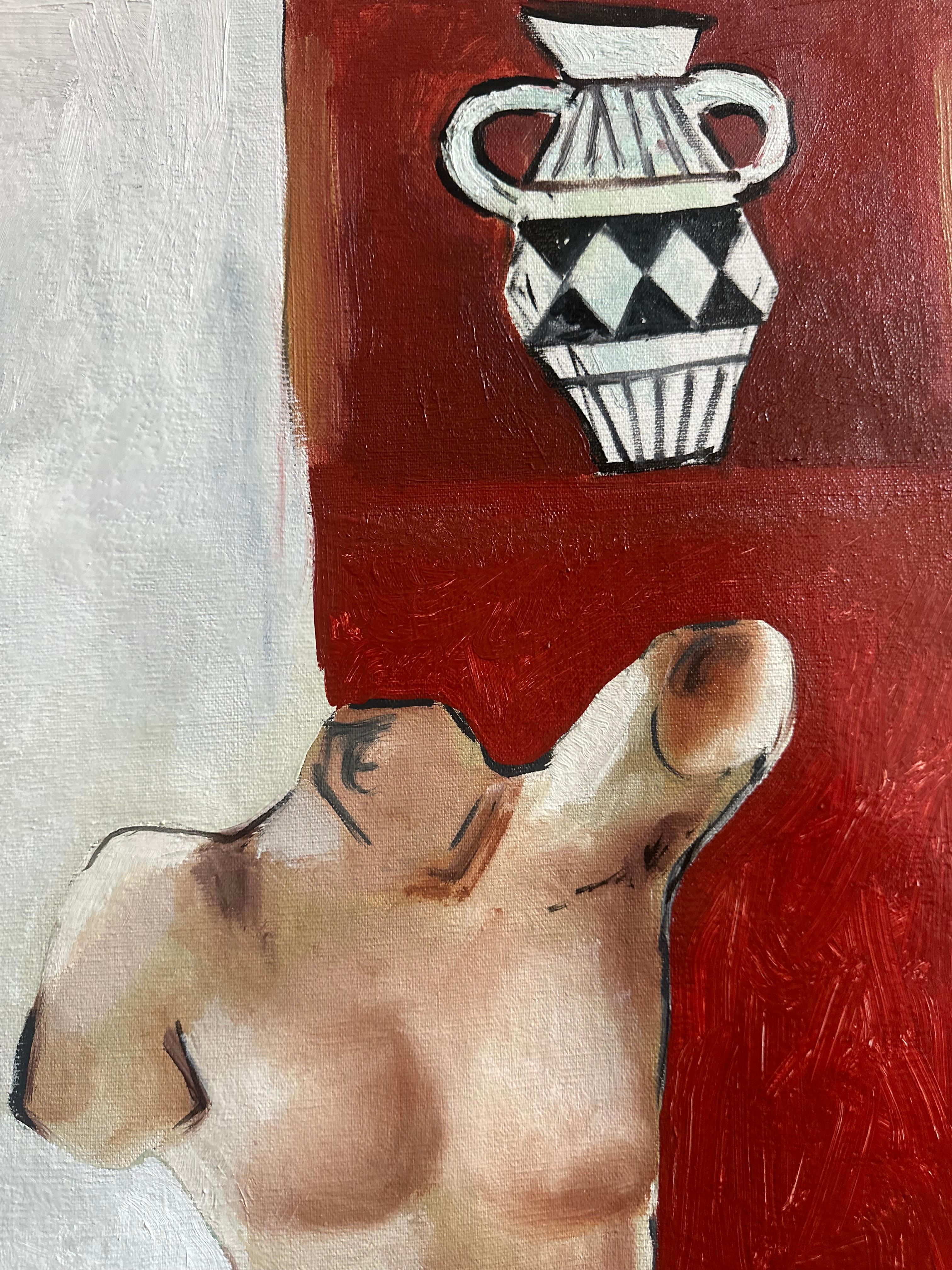 Boutique d'antiquités.  Peinture originale - Gris Still-Life Painting par Roxana Khonkulova