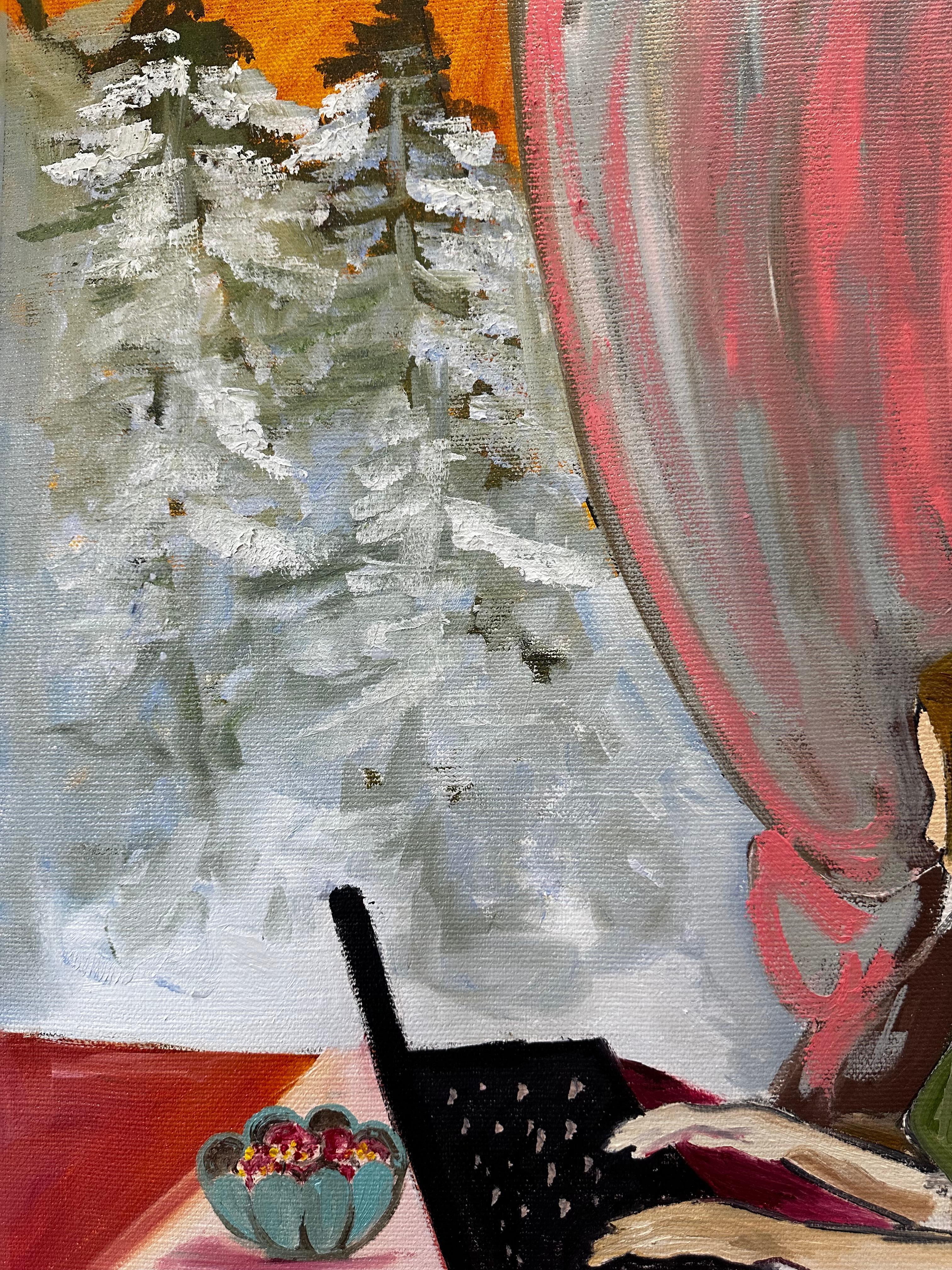 December - Brown Figurative Painting by Roxana Khonkulova