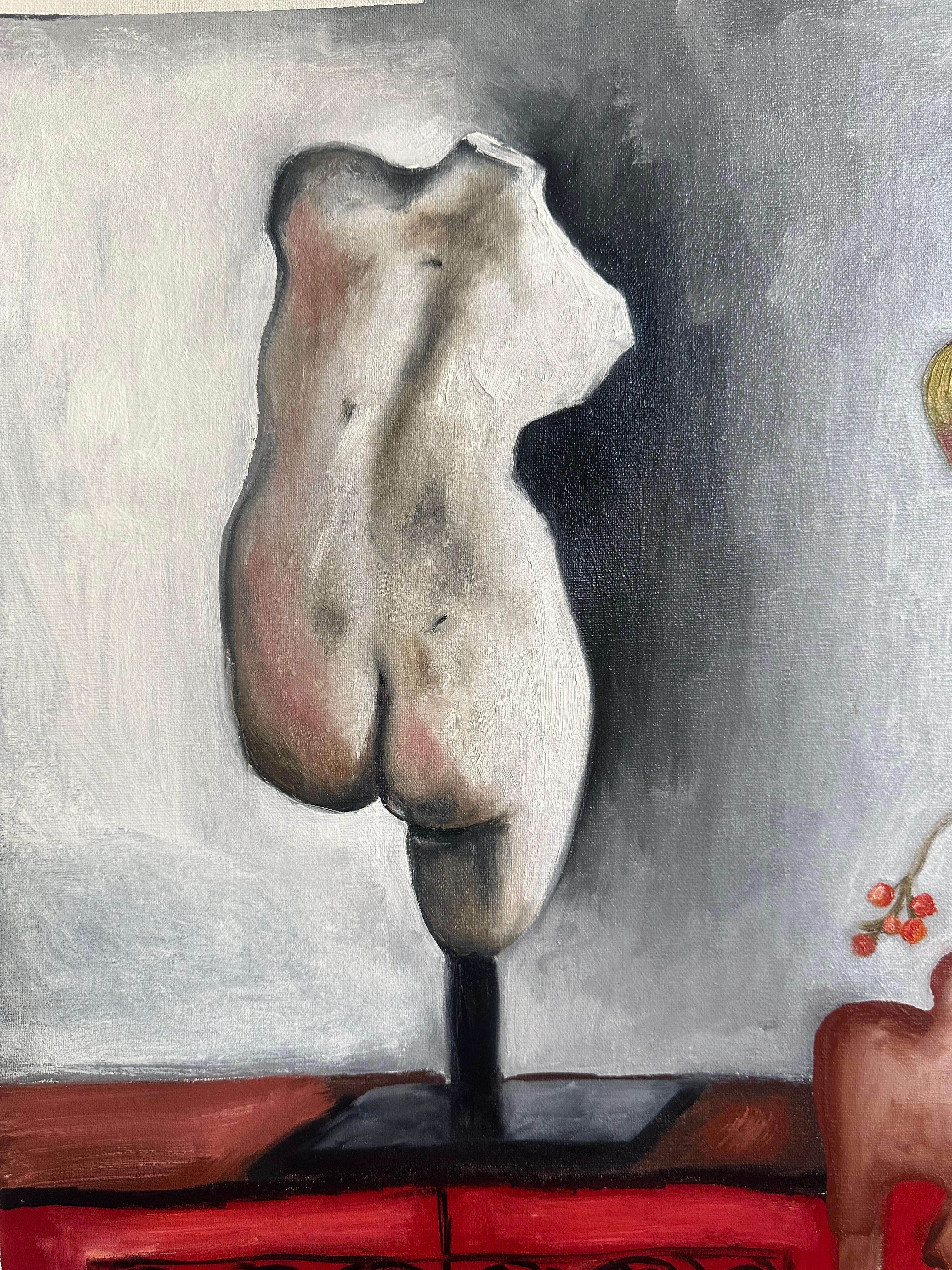 Dialogo drammatico - Figurative Painting Beige di Roxana Khonkulova