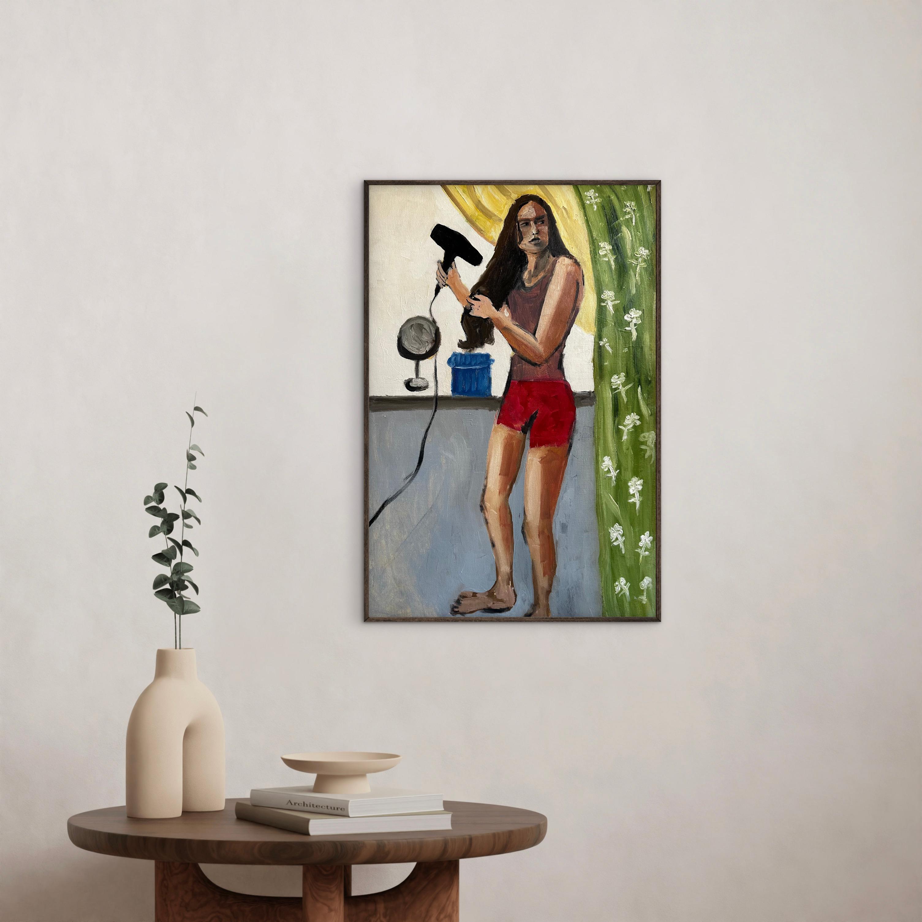 It’s an ordinary morning for a woman. The same ritual every day. In my case - right here, by this window. Dry my hair and put on some makeup. Not let the day freeze, not let it go sour, and make sure to leave the house. A simple, mechanical action,