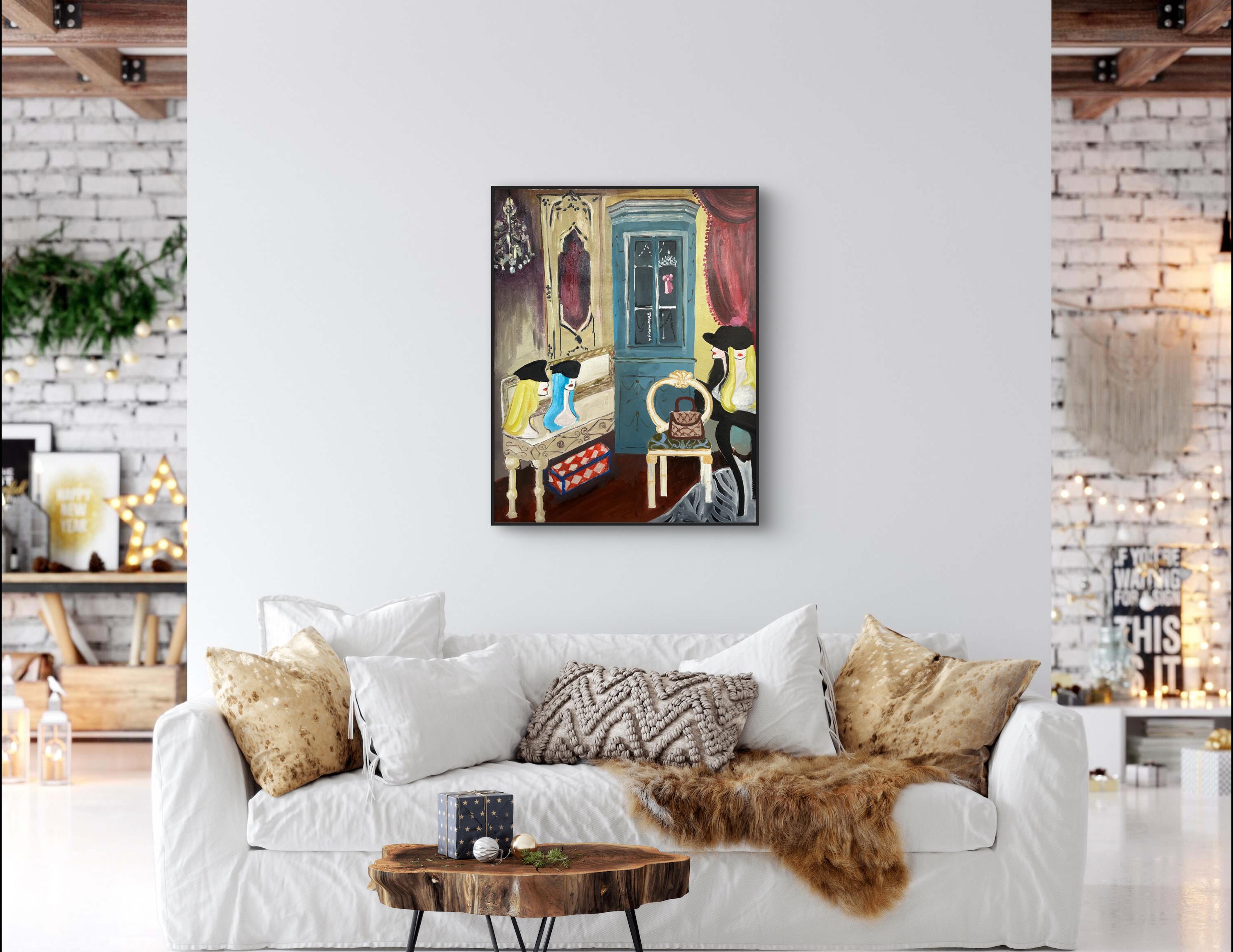Pausa en el Tiempo. Pintura original - Figurative Painting Gris de Roxana Khonkulova