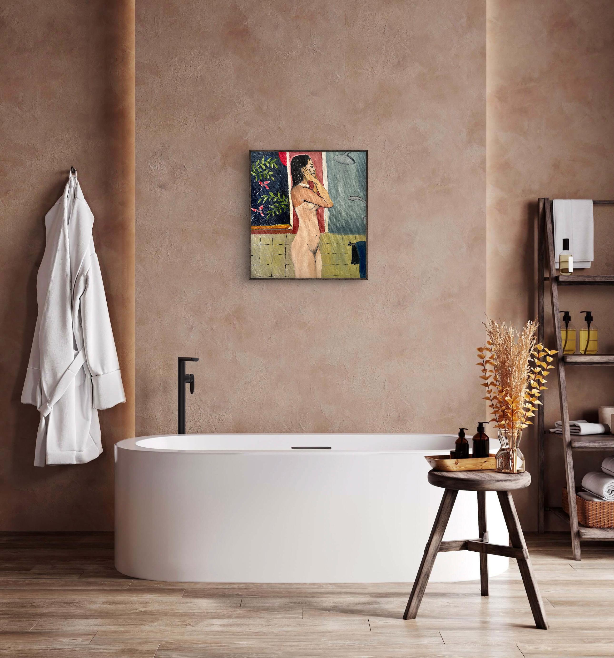 Reflejos en el baño - Painting Contemporáneo de Roxana Khonkulova