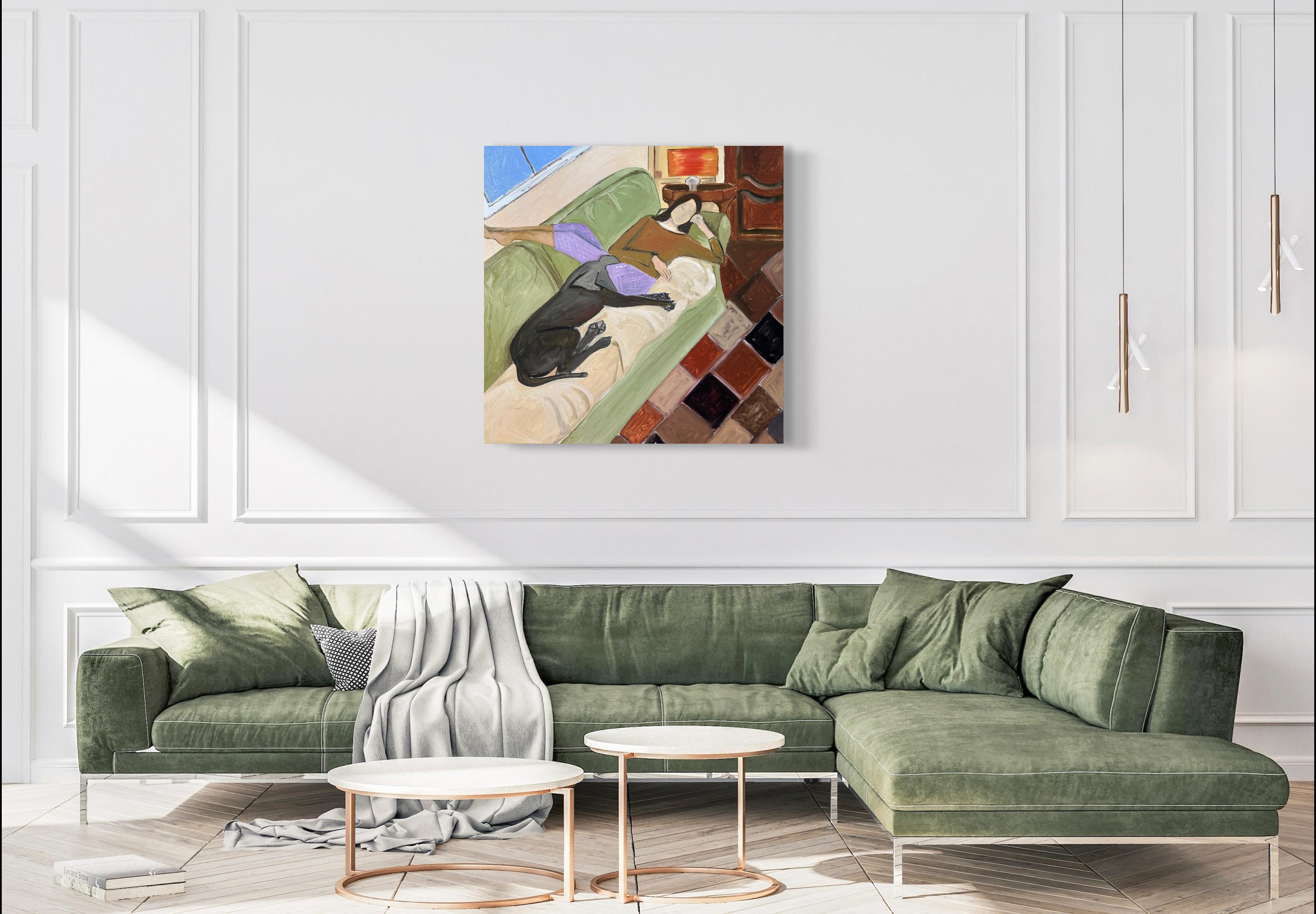 Siesta con un amico. pittura ad olio in vendita 1