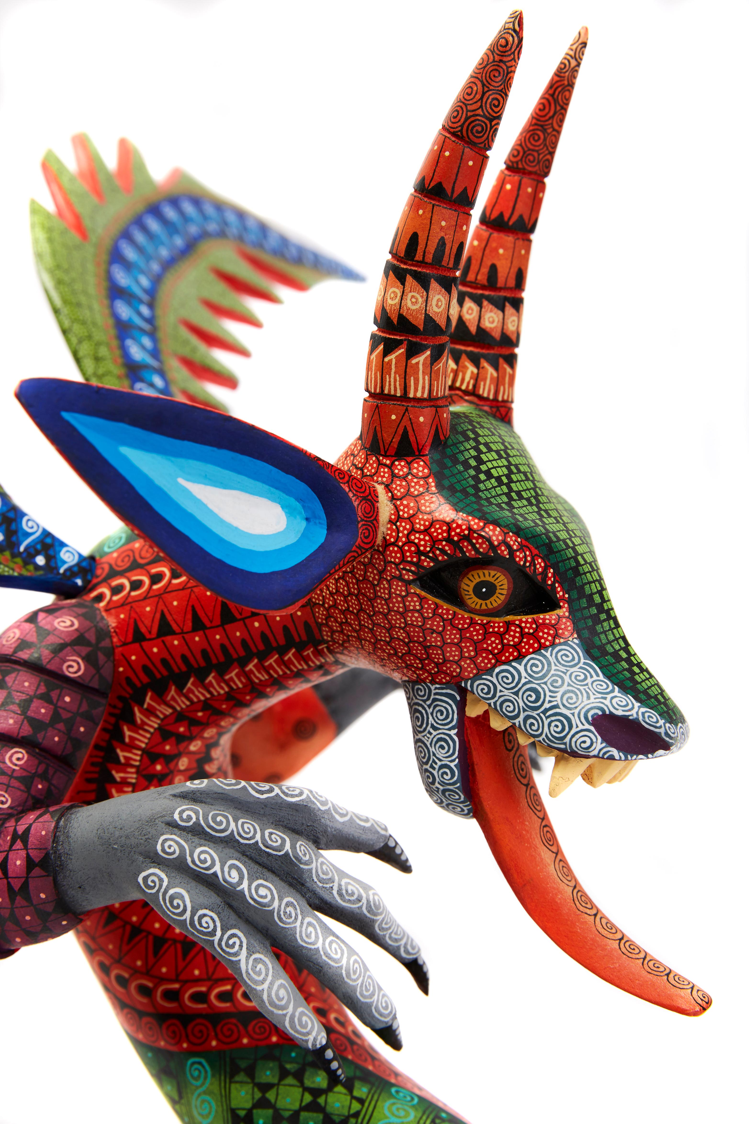 Fantastische Drache Fantasie - Fantasie Drache Alebrije - Mexikanische Volkskunst - Holzschnitzerei  6