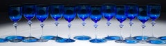 "Roxane" Royal Blue 12-Piece Stemware Set by Lalique, France