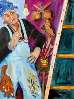 Pintura autorretrato en técnica mixta sobre lienzo -- Se Parece a Mi?