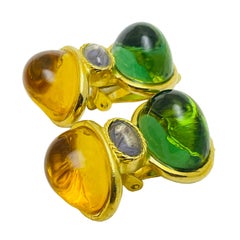 ROXANNE ASSOULIN gold plated glasd designer runway clip on earrings