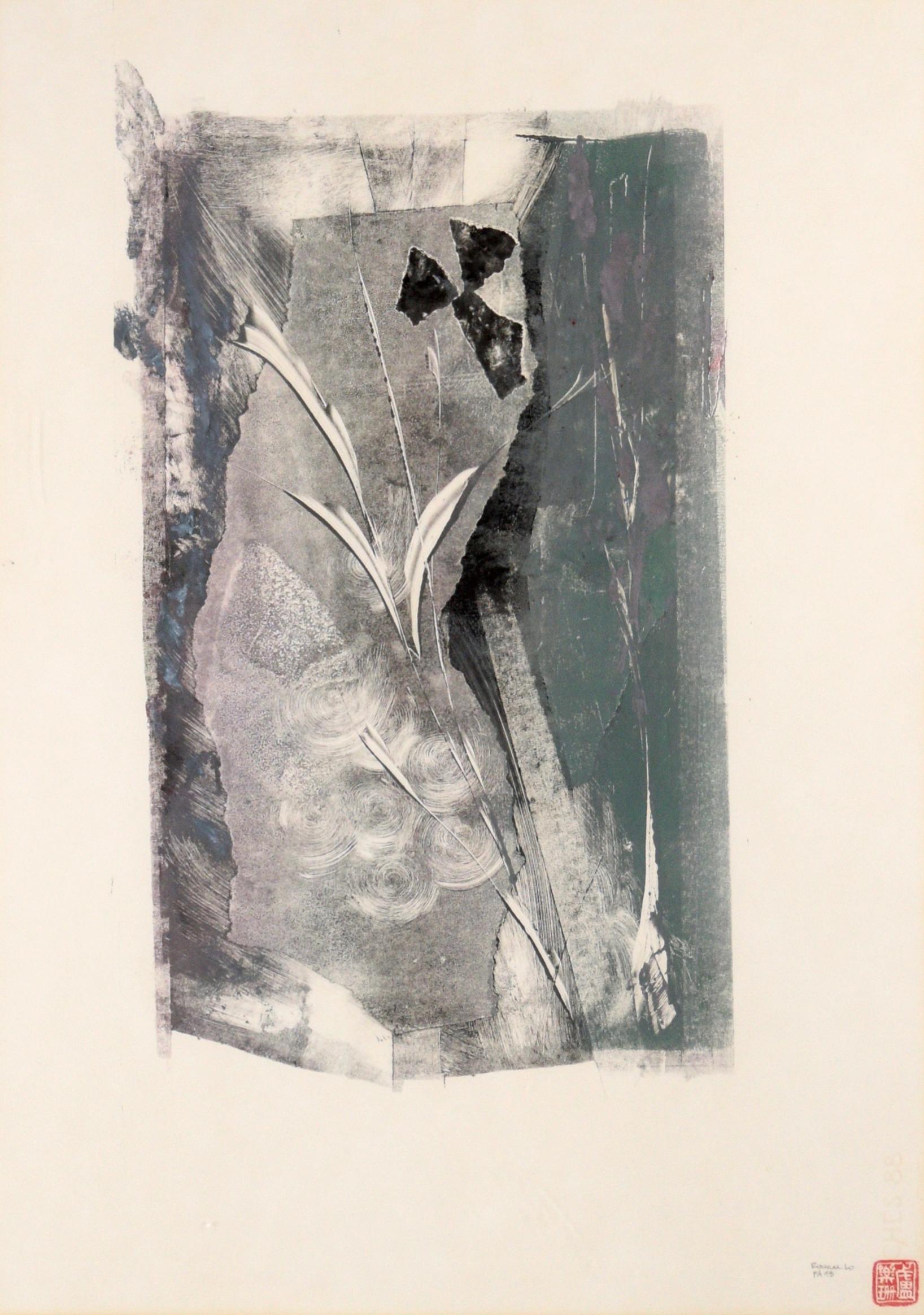 Monoprint botanico astratto in inchiostro su carta - Print di Roxanne Lo