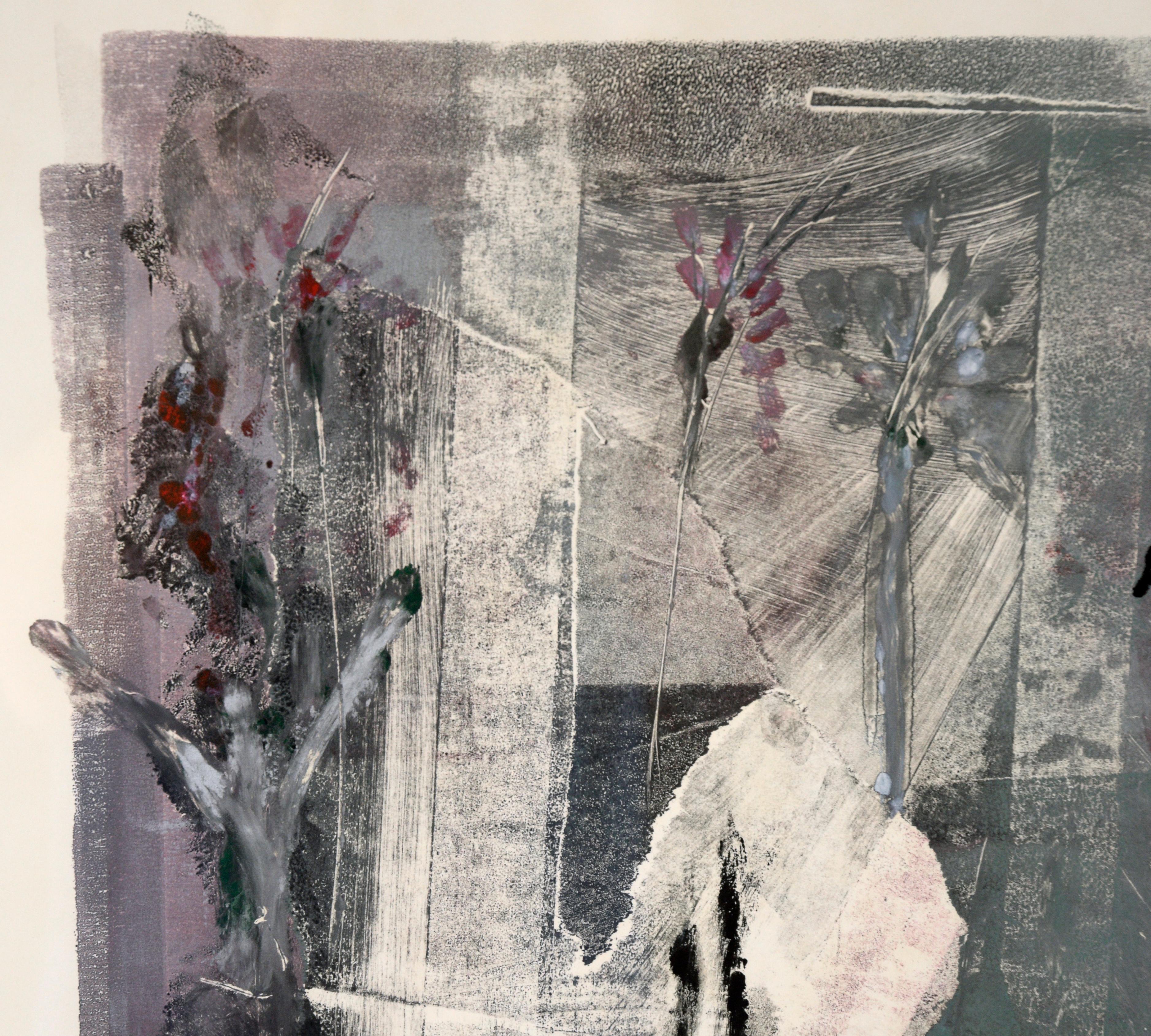 Abstract Botanical Monoprint in Ink on Paper - Print by Roxanne Lo