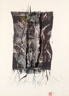 "Roots" Abstract Monoprint in Ink on Paper
