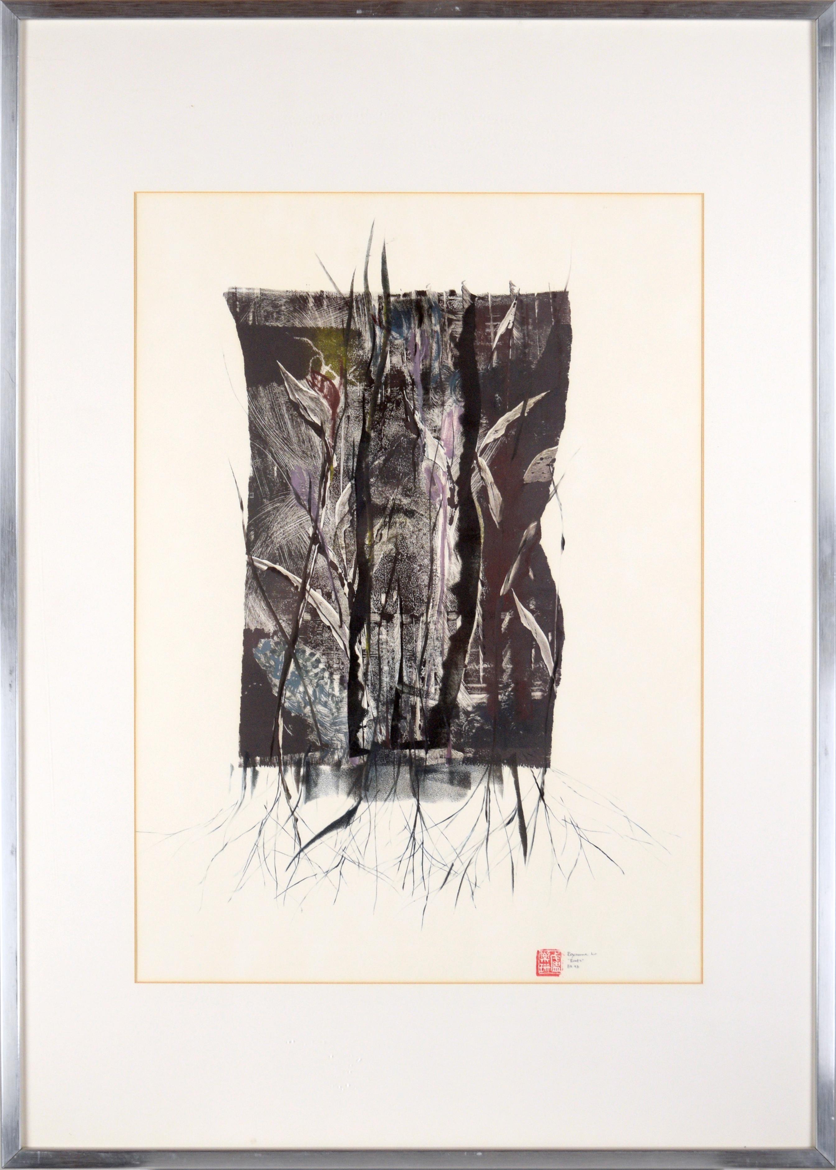 Roxanne Lo Abstract Print - "Roots" Abstract Monoprint in Ink on Paper