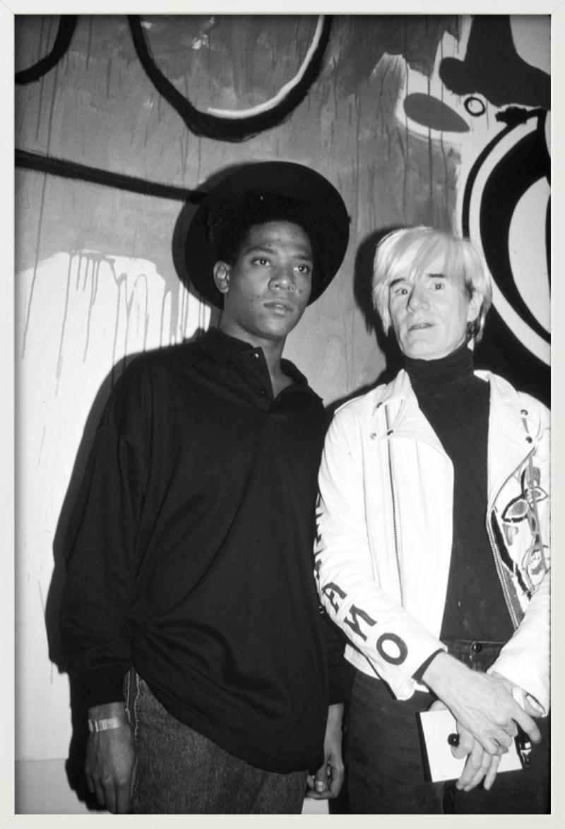 Jean-Michel Basquiat and Andy Warhol - Black Black and White Photograph by Roxanne Lowit