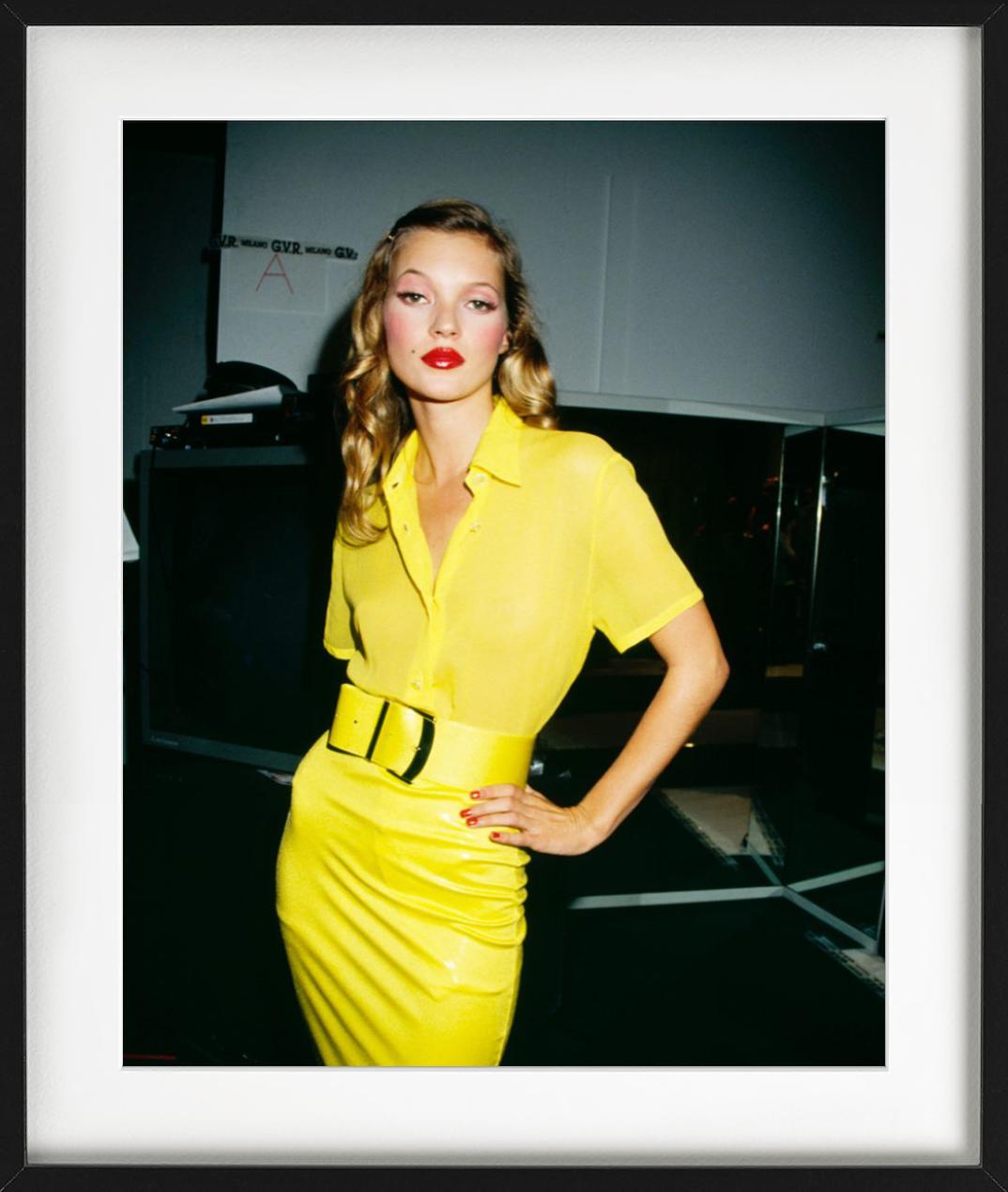 Kate Moss, in a Yellow dress looking at the Camera, Fine Art Photography For Sale 1