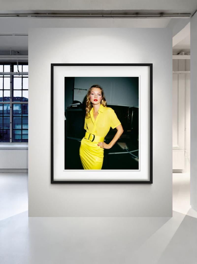 Kate Moss, in a Yellow dress looking at the Camera, Fine Art Photography For Sale 4