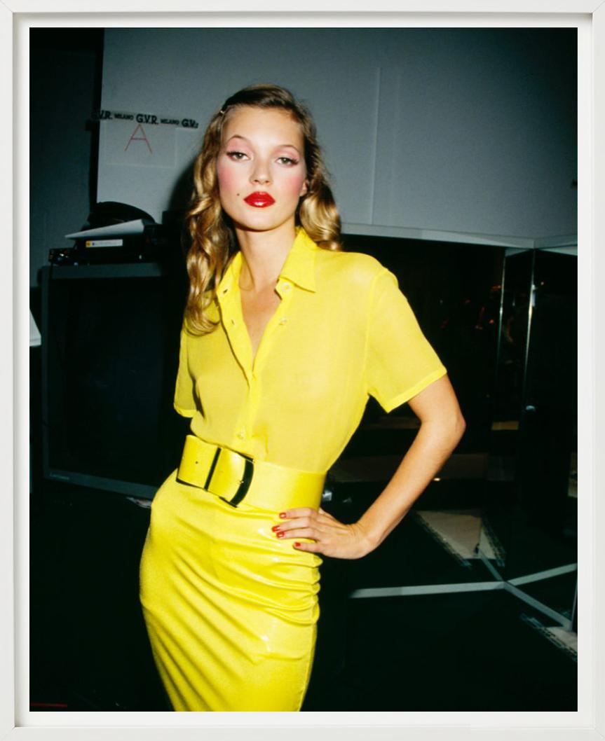 Kate Moss, in a Yellow dress looking at the Camera, Fine Art Photography For Sale 6