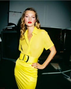 Kate Moss, in a Yellow dress looking at the Camera, Fine Art Photography