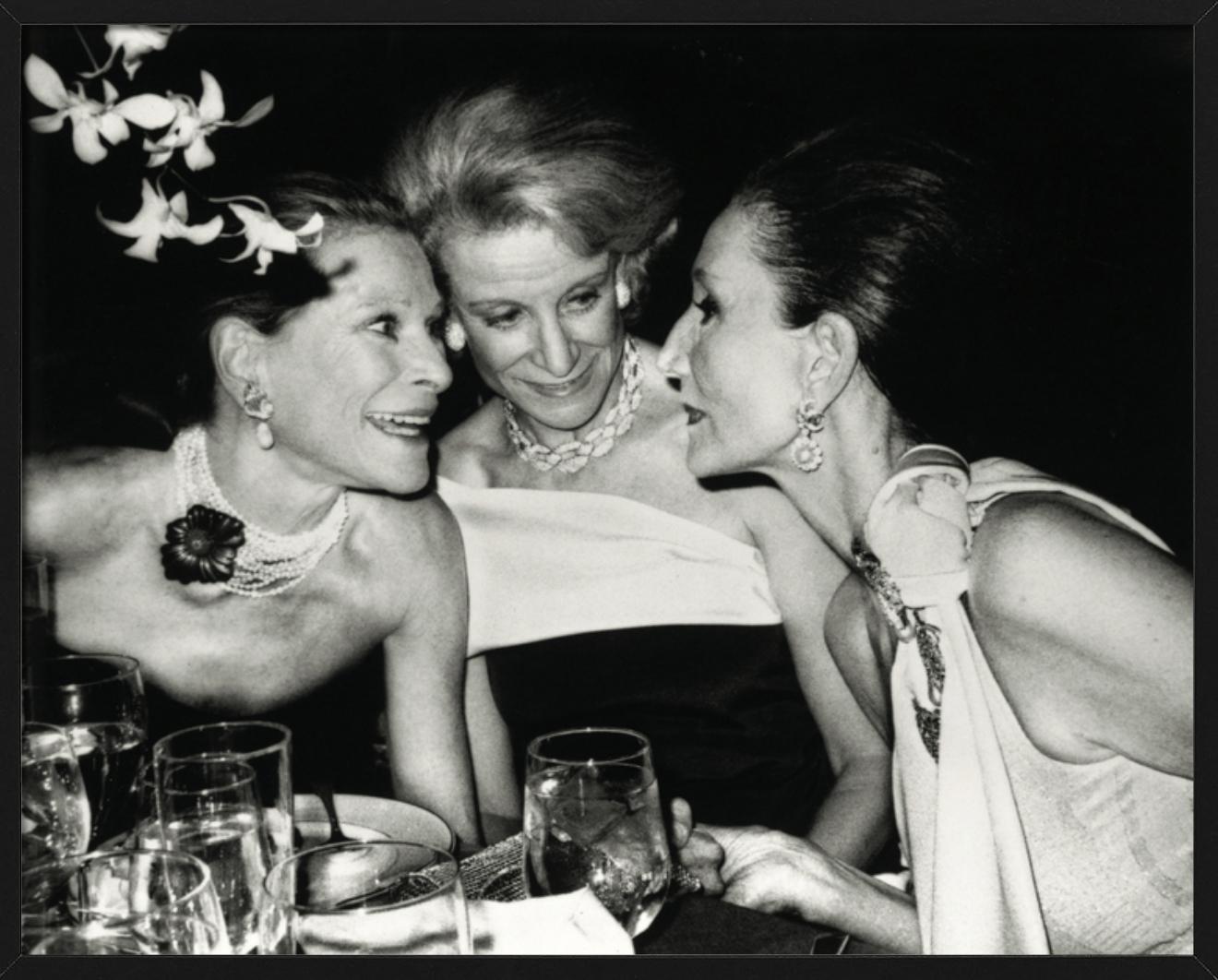 Nan Kempner, Fran Stark and Jaqueline de Ribes, NYC - fine art photography, 1984 - Black Black and White Photograph by Roxanne Lowit