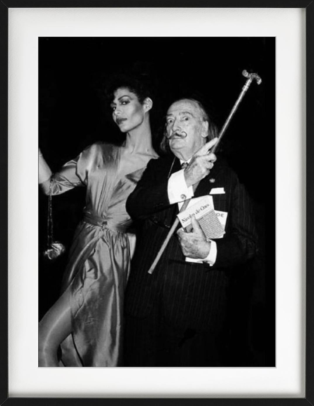Potassa de la Fayette and Salvador Dali, close-up, b/w, Fine Art Photography - Black Black and White Photograph by Roxanne Lowit