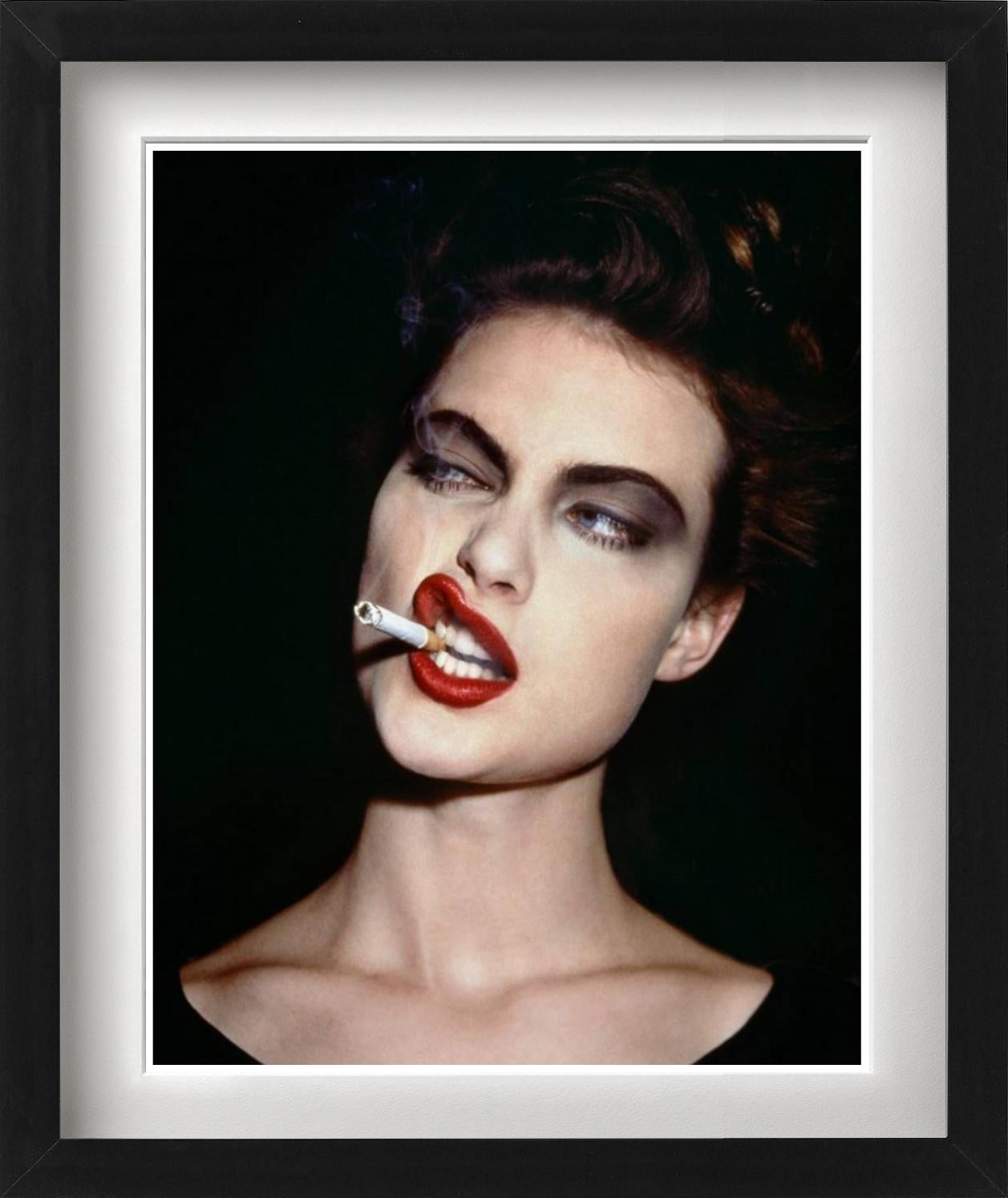 Shalom Harlow - portrait of the model smoking, fine art photography, 1995 - Photograph by Roxanne Lowit