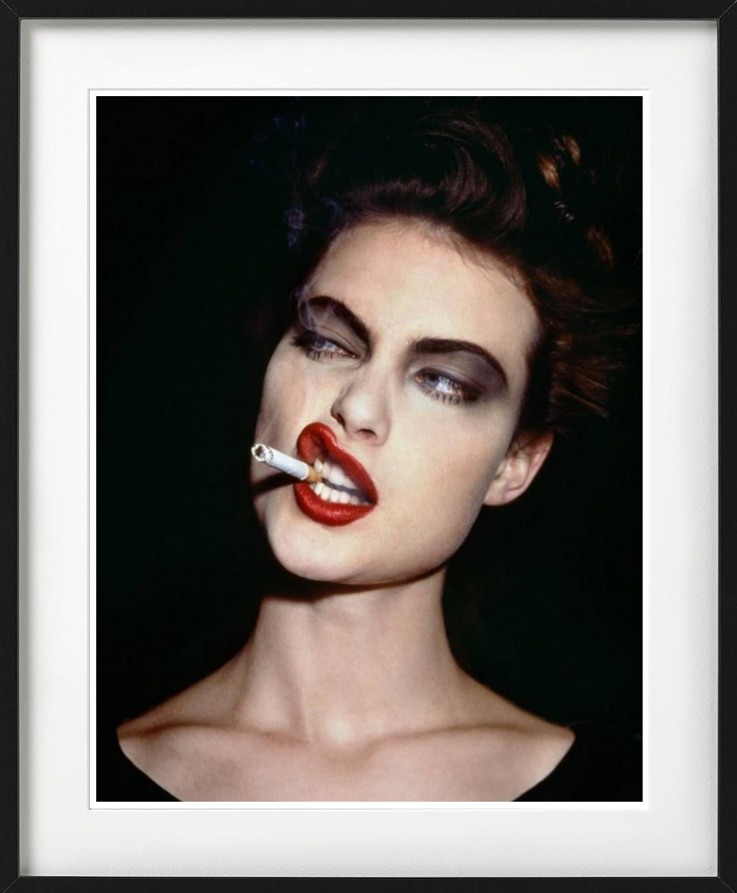 Shalom Harlow - portrait of the model smoking, fine art photography, 1995 - Contemporary Photograph by Roxanne Lowit