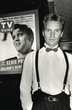 Vintage Sting, NYC - Portrait with Elvis Presley Poster, Fine Art Photography, 1985