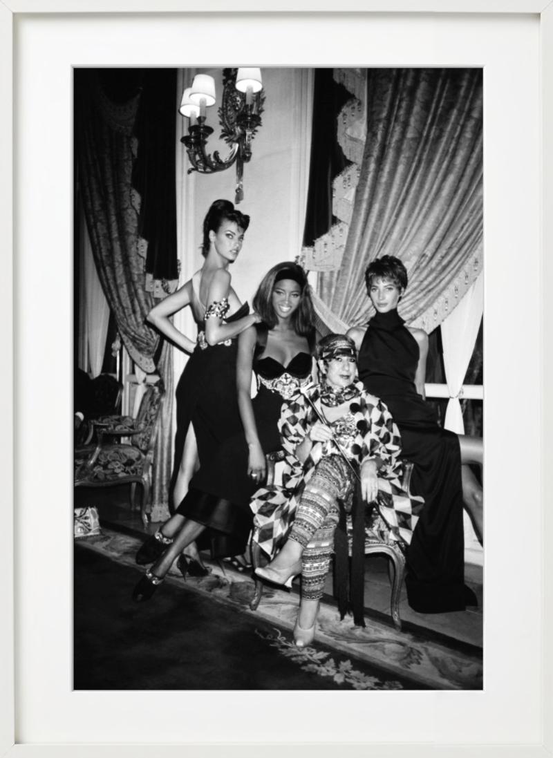 Versace Couture Show at The Ritz, Paris - Backstage, Fine Art Photography, 1990 - Black Black and White Photograph by Roxanne Lowit