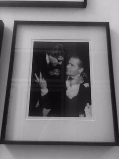 Yves Saint Laurent and Karl Lagerfeld -portrait of the famous fashion designers