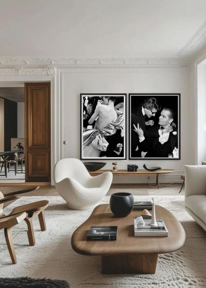 Yves Saint Laurent e Karl Lagerfeld - Ritratto, fotografia d'autore, 1983 in vendita 3