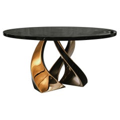 Tavolo rotondo "Roxelan" con acciaio inossidabile e bronzo, fatto a mano, Istanbul