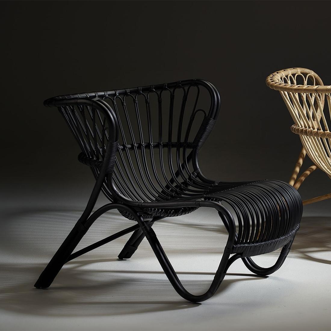 Armchair Roxy black all handmade 
in Manau rattan in black finish.