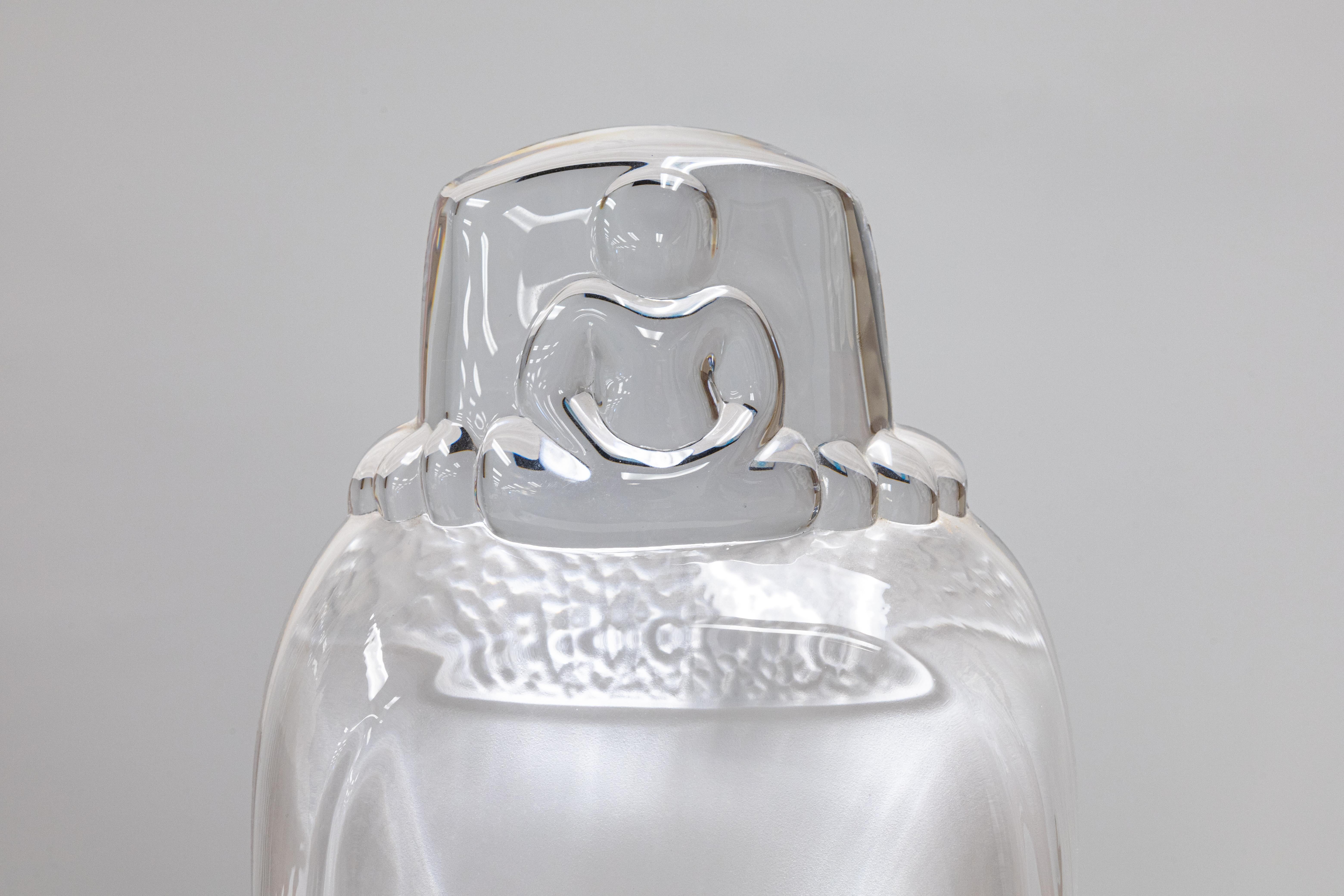 Fin du 20e siècle Roy Adzak for Daum Buddha Signed Contemporary French Crystal Figural Bust Statu en vente
