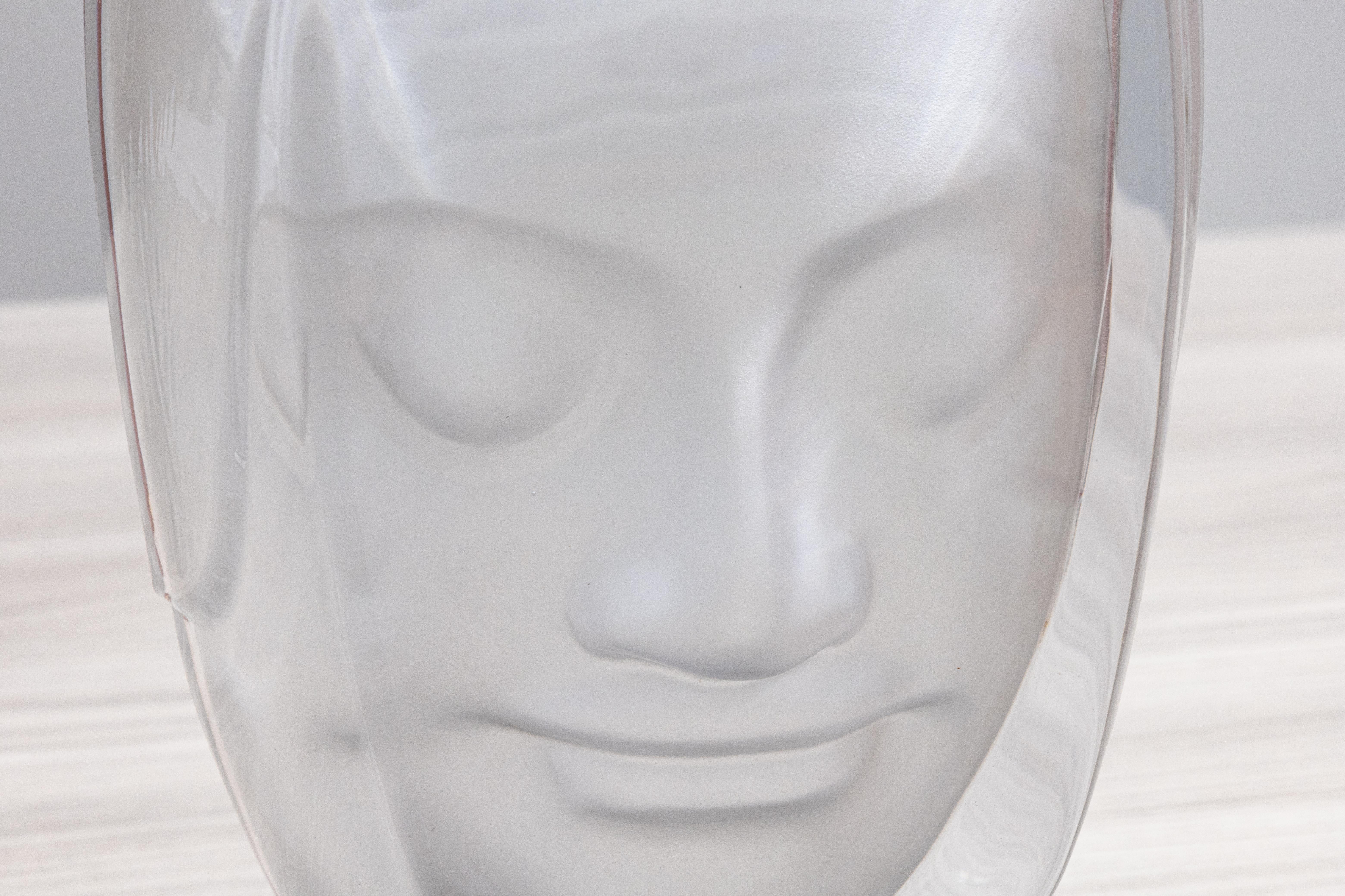 Cristal Roy Adzak for Daum Buddha Signed Contemporary French Crystal Figural Bust Statu en vente