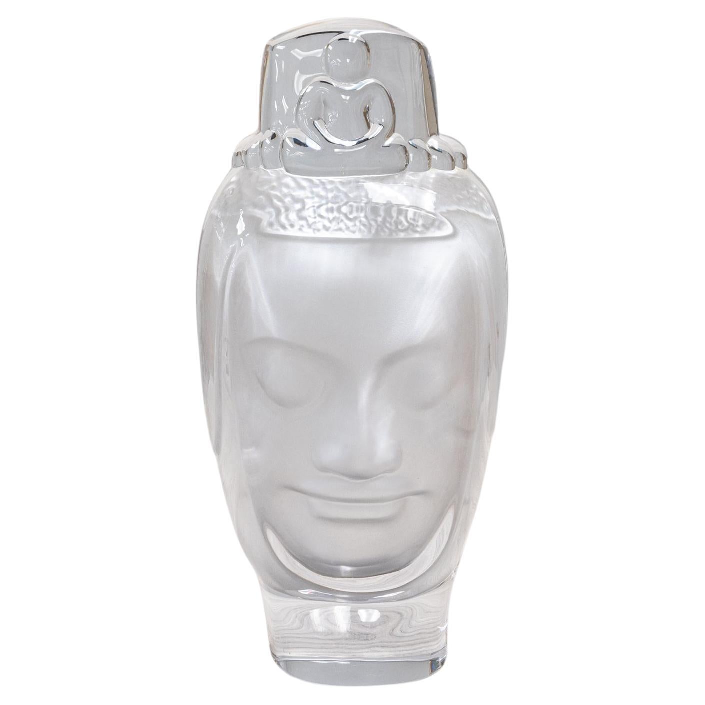 Roy Adzak para Daum Buda Firmado Contemporáneo Busto figurado de cristal francés Statu