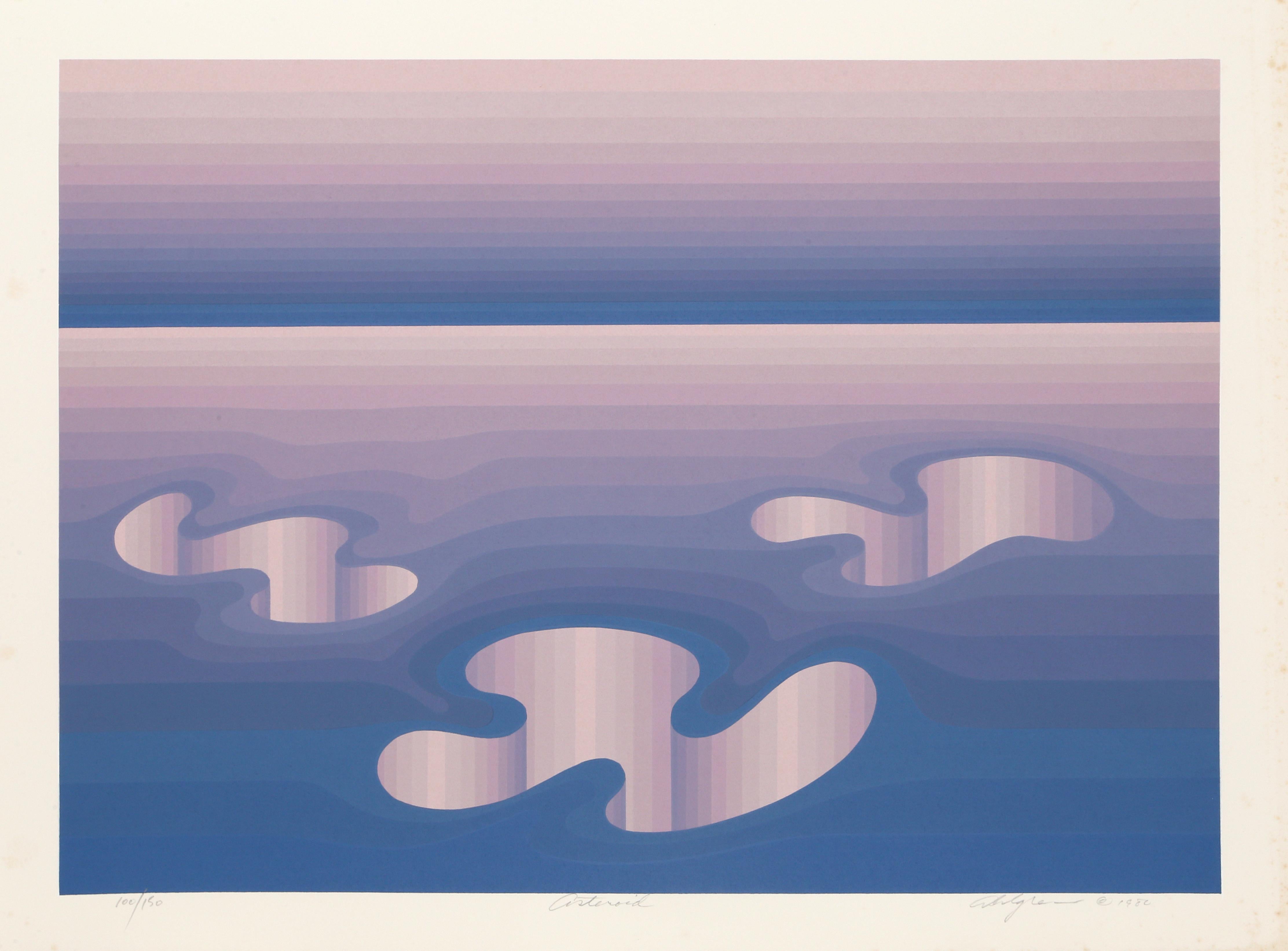 Artist: Roy Ahlgren, American (1927 - 2011)
Title: Asteroid
Year: 1982
Medium: Screenprint, signed, numbered, titled, and dated in pencil 
Edition: 150
Size: 22 x 30 in. (55.88 x 76.2 cm)